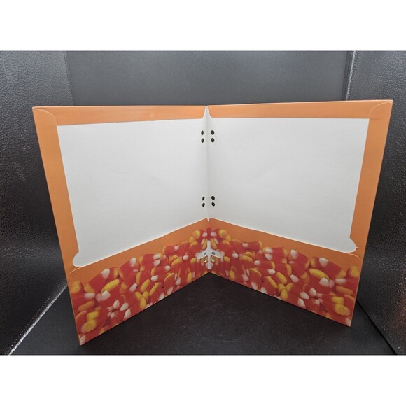 Vintage Pentech Candy Corn Swoosh 2 Pocket Folder Halloween Candy Nostalgia Gift - Picture 3 of 3